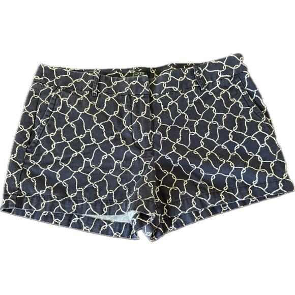 J. Crew Shorts Womens Size 8 Navy White City Fit Flat Front Chino Casual Preppy - Picture 1 of 5